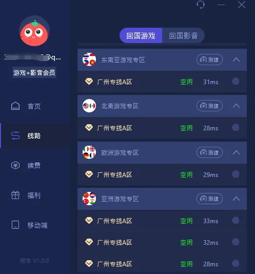 回国加速器网络测试截图